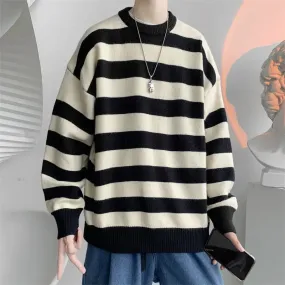 ADVBRIDGE New Arrivals Contrast Stripe Knitting Sweaters Pullovers Autumn Winter Men's Pullover Oversized Sweater Clothing L86