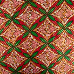 African Metallic Print - Florals - Chili red