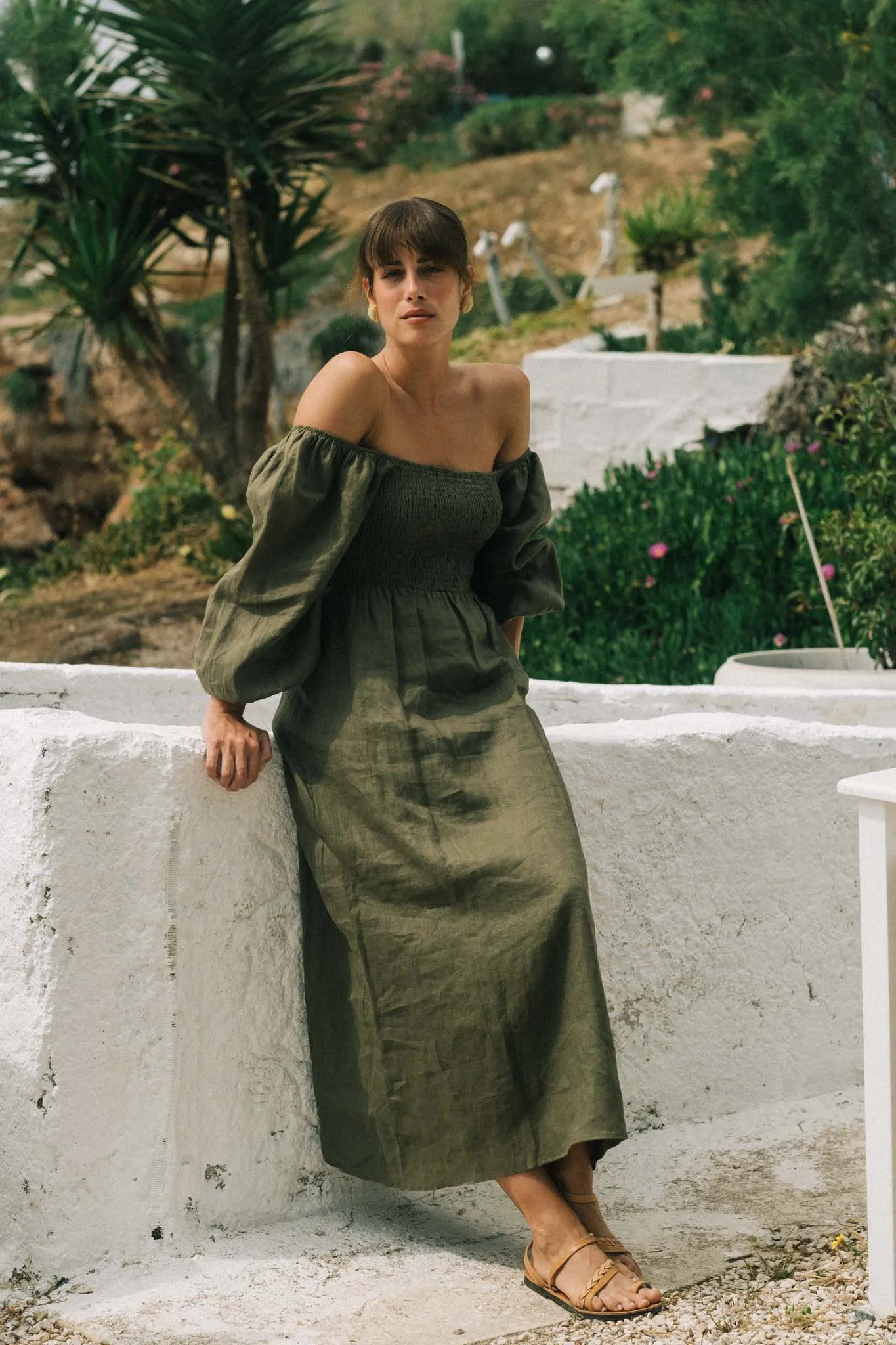 Agapi Linen Maxi Dress Khaki