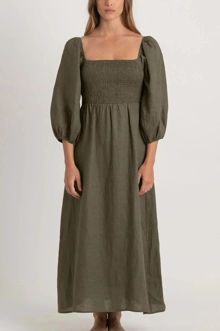 Agapi Linen Maxi Dress Khaki