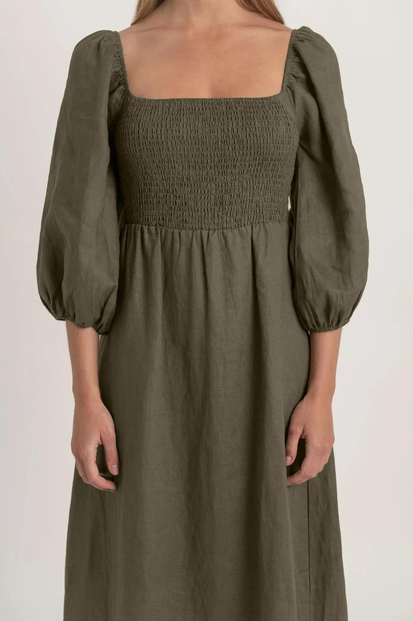 Agapi Linen Maxi Dress Khaki