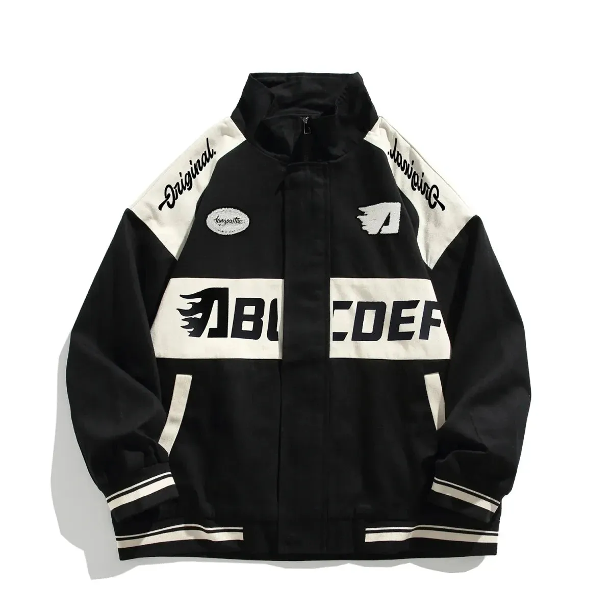 Aidase mens outfits Retro Bomber Jacket Men Vintage Racing Baseball Jackets Couple Motorcycle High Street Loose Patchwork Coats Spring Autumn