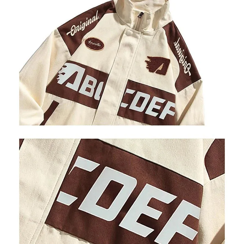 Aidase mens outfits Retro Bomber Jacket Men Vintage Racing Baseball Jackets Couple Motorcycle High Street Loose Patchwork Coats Spring Autumn