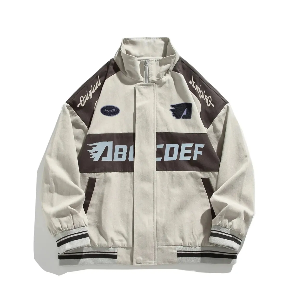 Aidase mens outfits Retro Bomber Jacket Men Vintage Racing Baseball Jackets Couple Motorcycle High Street Loose Patchwork Coats Spring Autumn