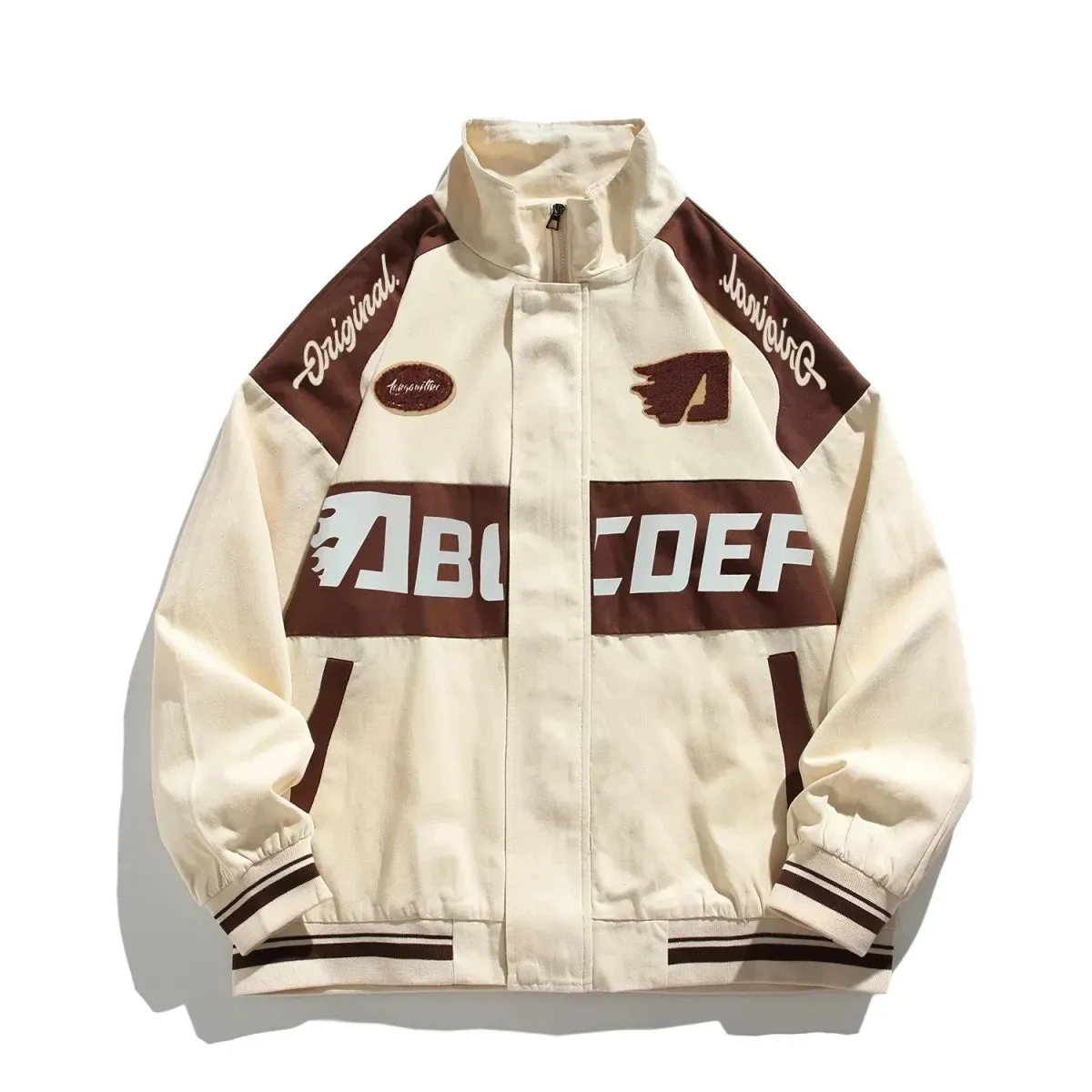 Aidase mens outfits Retro Bomber Jacket Men Vintage Racing Baseball Jackets Couple Motorcycle High Street Loose Patchwork Coats Spring Autumn