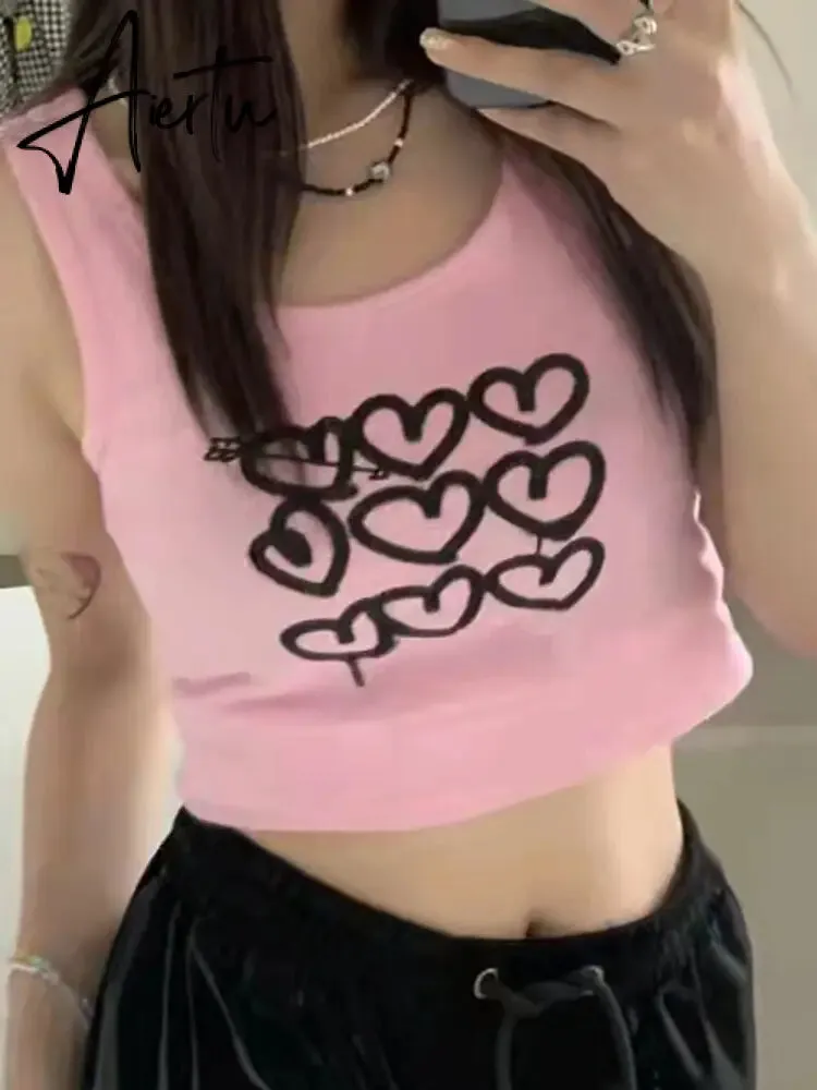 Aiertu Sexy Heart Cut Out White Tank Top Summer Women Halter Backless Basic Crop Camis Sport Ribbed Vest Teachwear