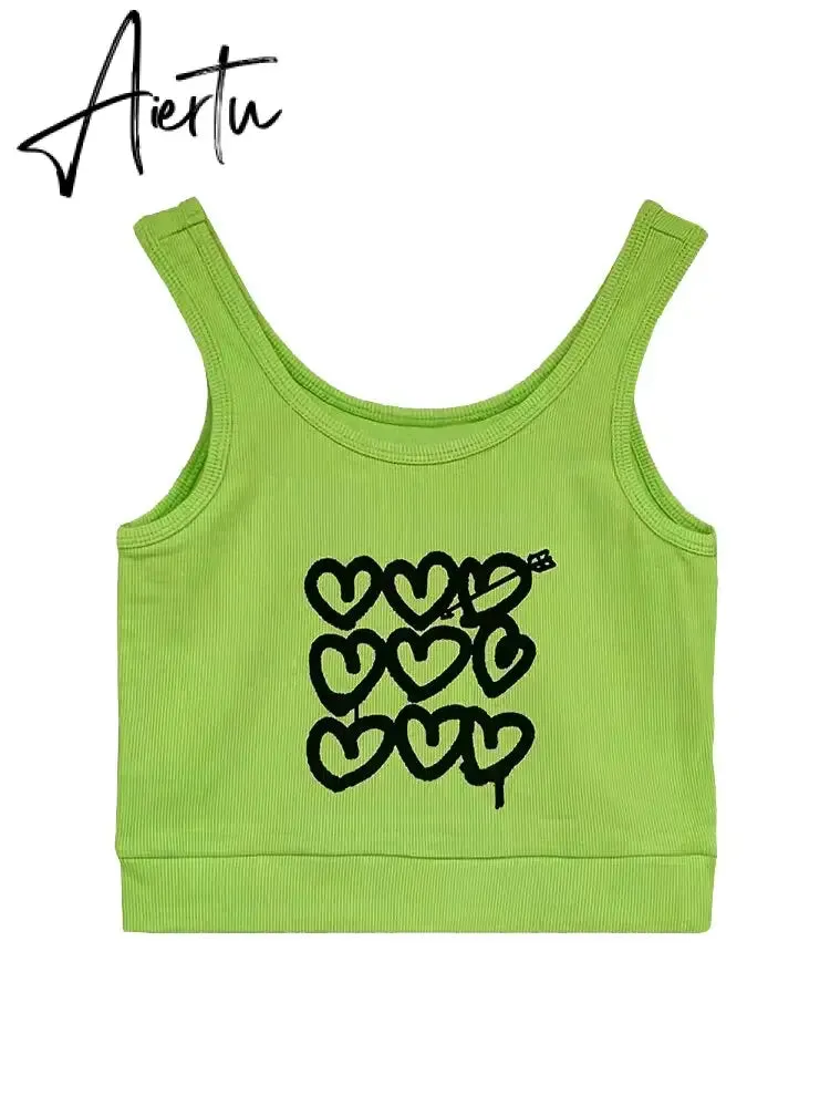 Aiertu Sexy Heart Cut Out White Tank Top Summer Women Halter Backless Basic Crop Camis Sport Ribbed Vest Teachwear