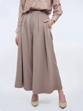 AILA WIDE LEG PANTS PLAIN LILAC GRAY