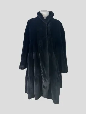 Ainea black faux fur A- line coat size UK10/US6