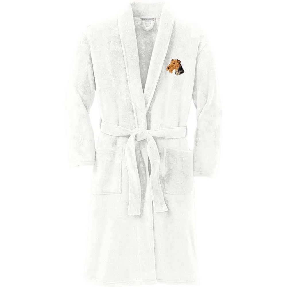 Airedale Terrier Embroidered Plush Microfleece Robe