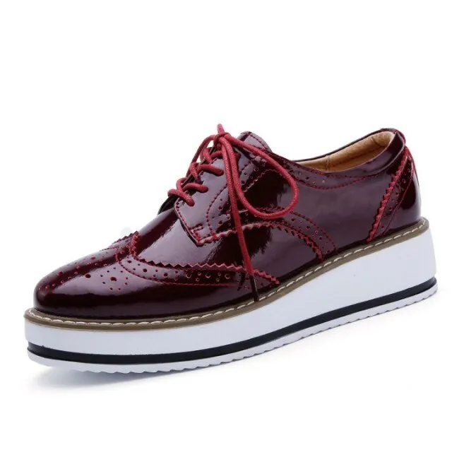 Akira Women's Patent Leather Platform Flat Shoes