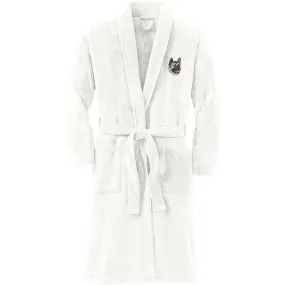 Akita Embroidered Plush Microfleece Robe