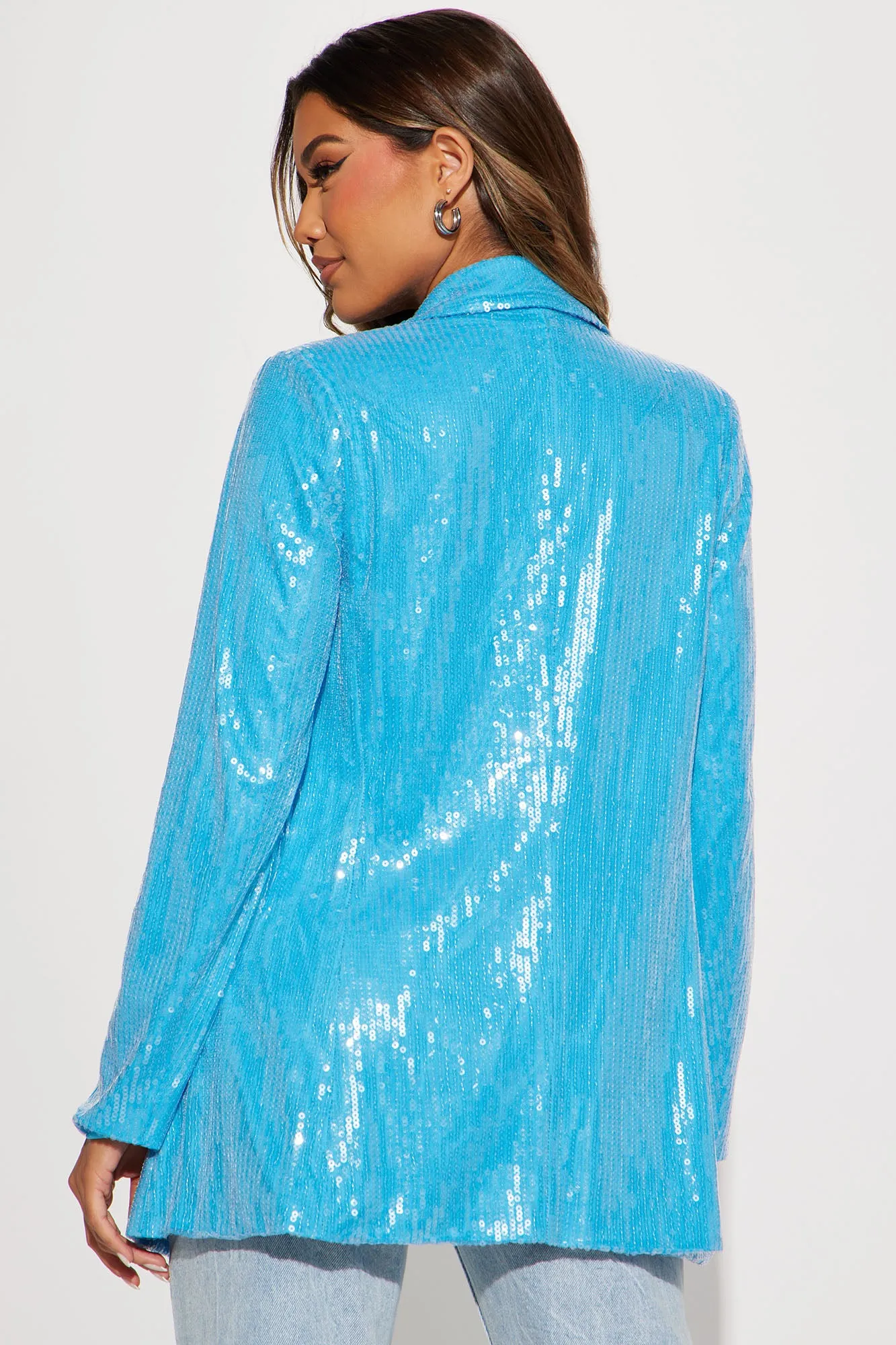 Alana Sequin Blazer - Aqua