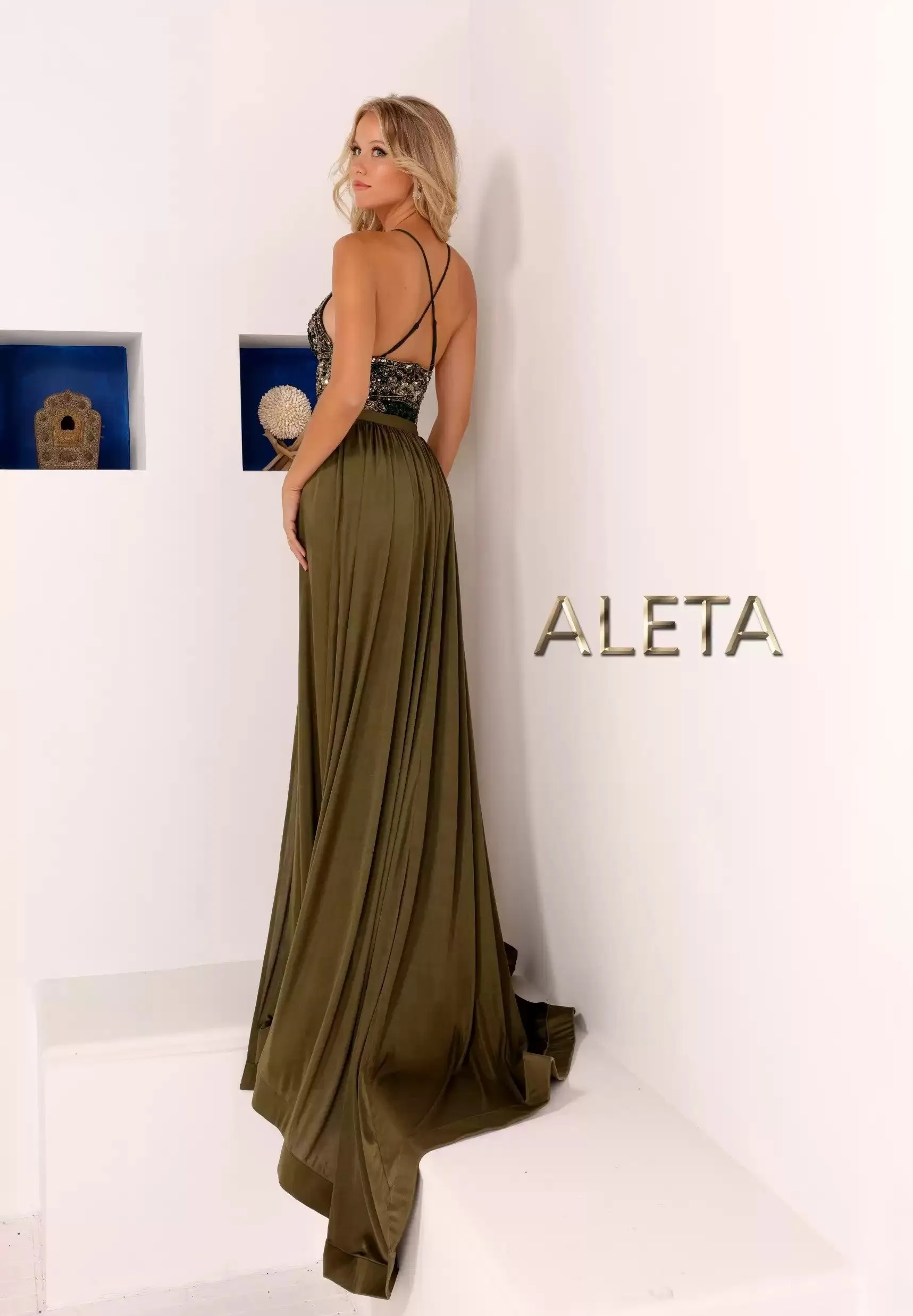 Aleta 913 Long Formal Beaded Evening Prom Gown