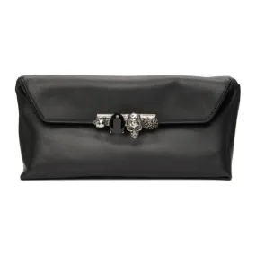 Alexander McQueen Black Four Ring Jewelled Clutch
