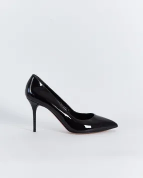 Alexander McQueen patent stiletto pumps, black, 37