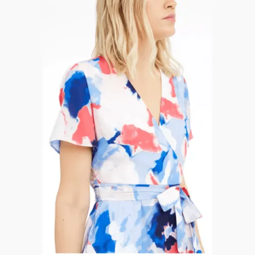 Alfani Printed Asymmetrical Wrap Dress,Size 6