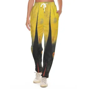All-Over Print Women's Casual Pants 217 yellow, and black abstract print