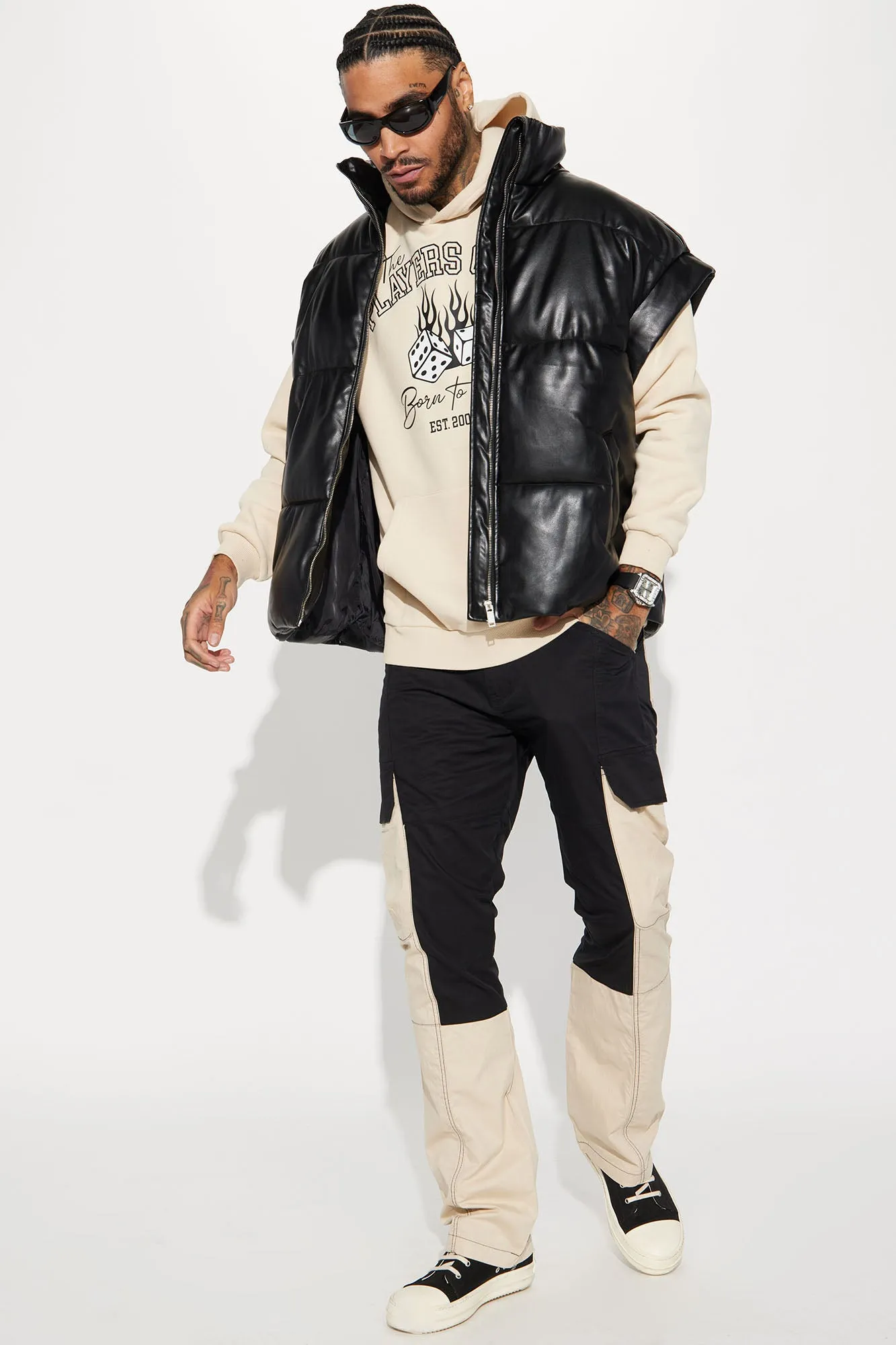 All You Nylon Cargo Flare Pants - Black/combo