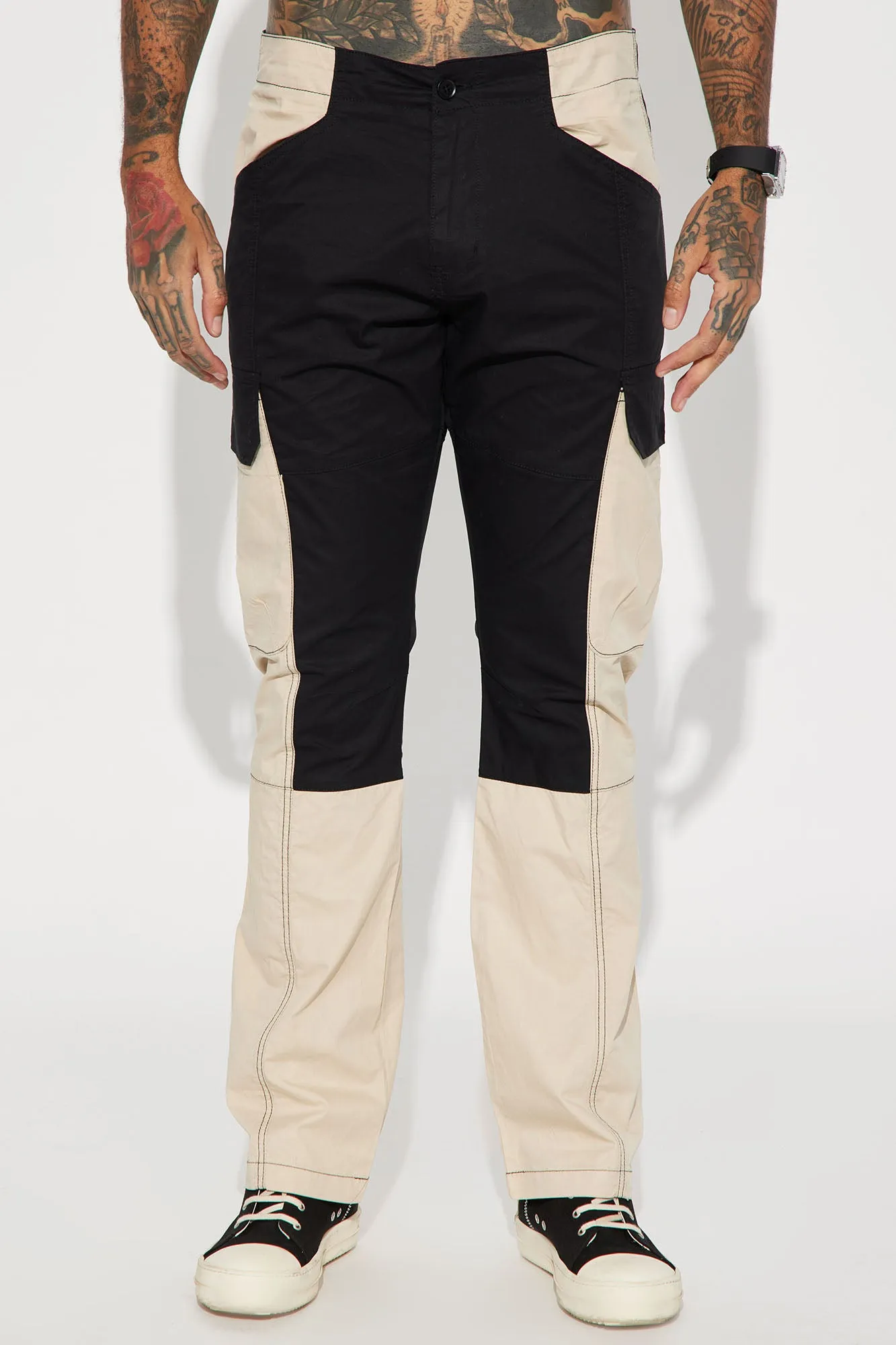 All You Nylon Cargo Flare Pants - Black/combo