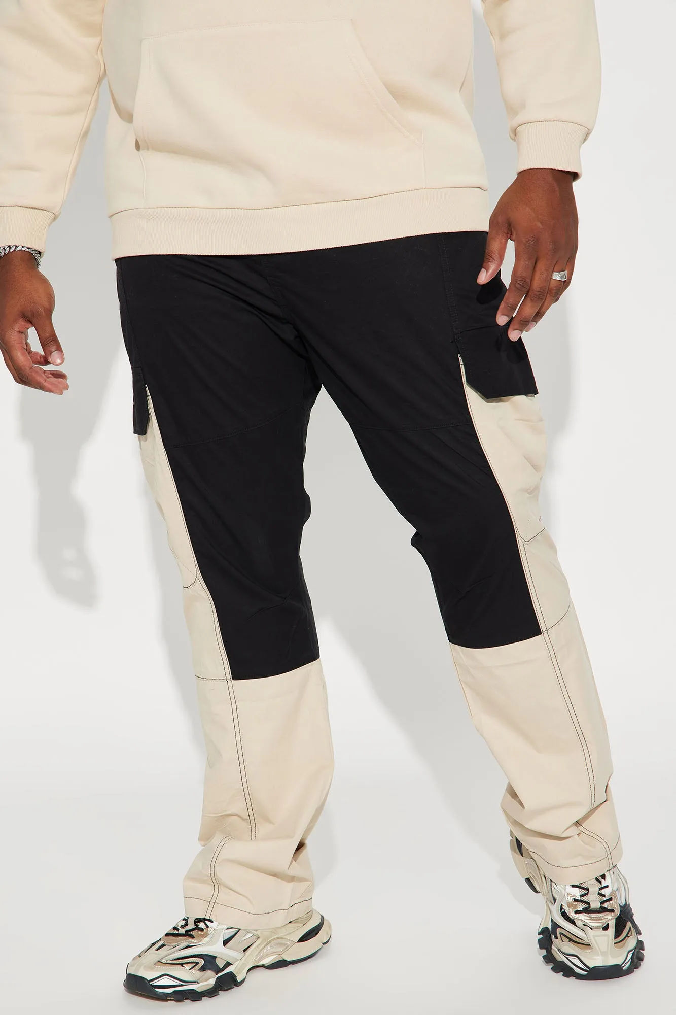 All You Nylon Cargo Flare Pants - Black/combo