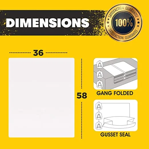 Aluf Plastics 145815CL- 50-55 Gallon Clear Trash Bags - (Huge 100 Pack) - 38" x 58" - 1.5 MIL - Heavy Duty Industrial Liners Clear Garbage Bags for Recycling, Contractors, Storage, Outdoor