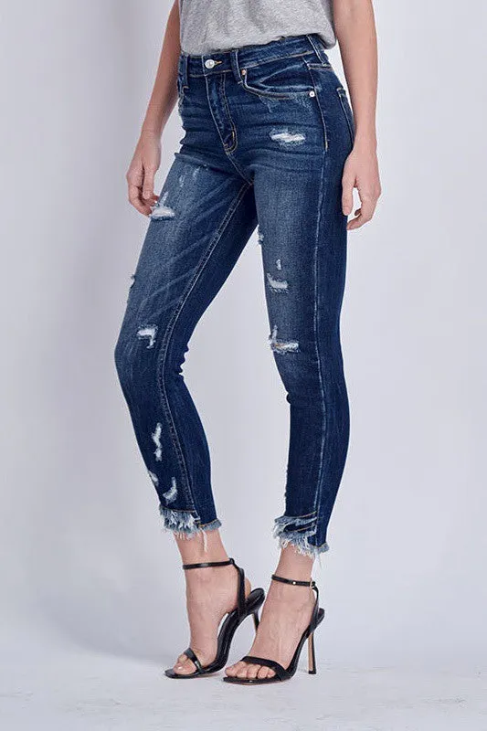 Alyssa High Rise Ankle Skinny With Double Fray Hem