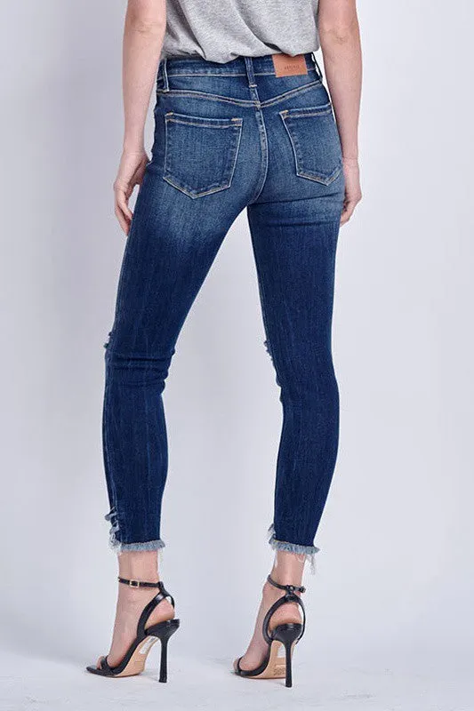 Alyssa High Rise Ankle Skinny With Double Fray Hem