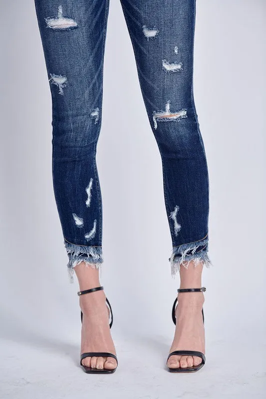 Alyssa High Rise Ankle Skinny With Double Fray Hem