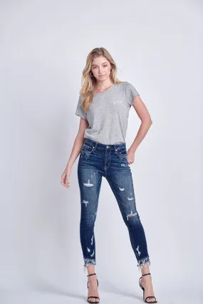 Alyssa High Rise Ankle Skinny With Double Fray Hem