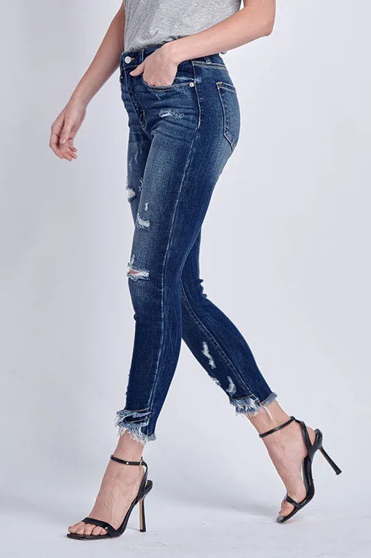 Alyssa High Rise Ankle Skinny With Double Fray Hem