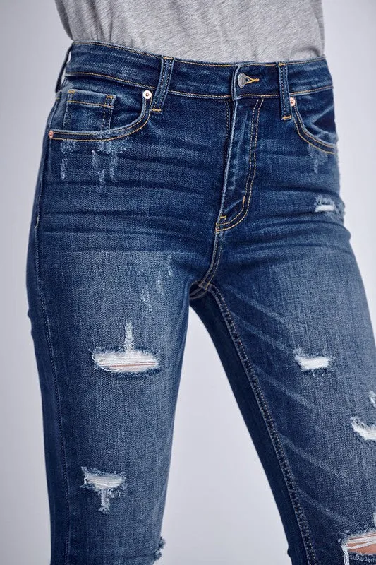 Alyssa High Rise Ankle Skinny With Double Fray Hem