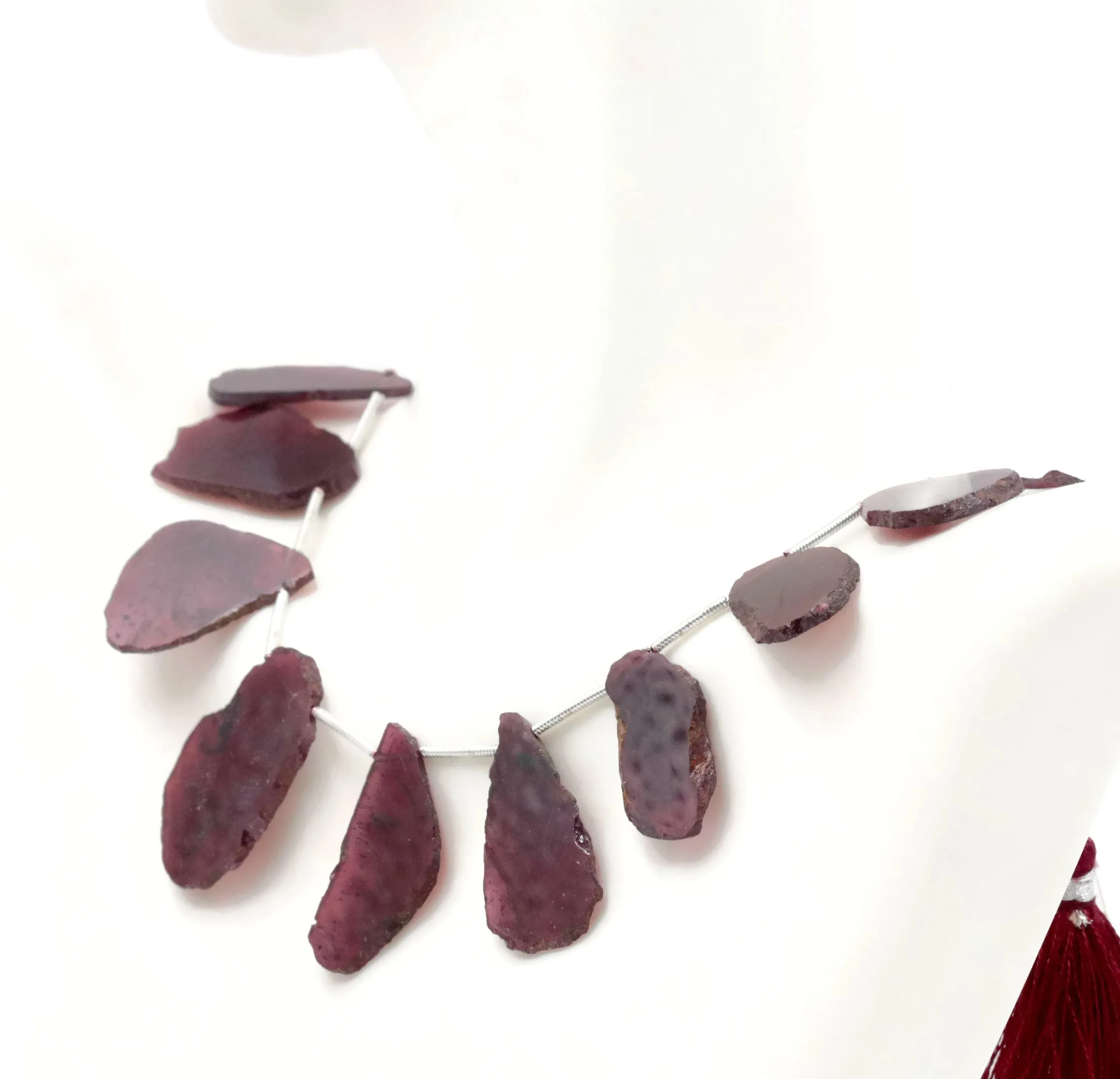 Amazing Natural Rhodolite, Fancy shape 8 Inch Strand, 18x7mm Size, Rare Quality at a DIY Jewelry Supplies SKU: 108547