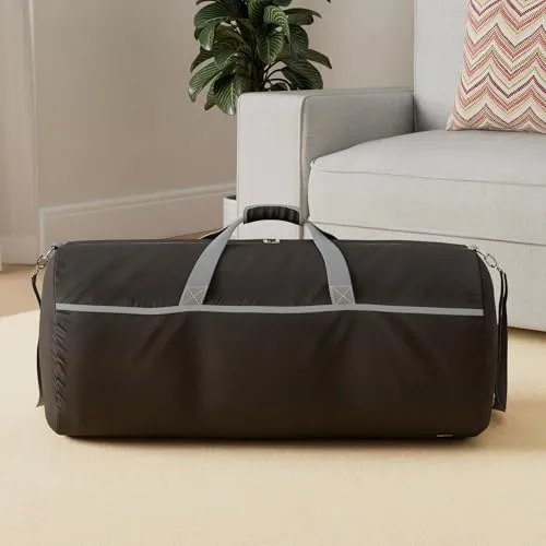 Amazon Basics Large Duffel Bag (100L) for Travel, Travel Bag, with Multiple Zippered Pockets, Lightweight yet Durable Nylon Material, 50-Pound Weight Capacity, Black, 32.5"L x 17"W x 11.5"H
