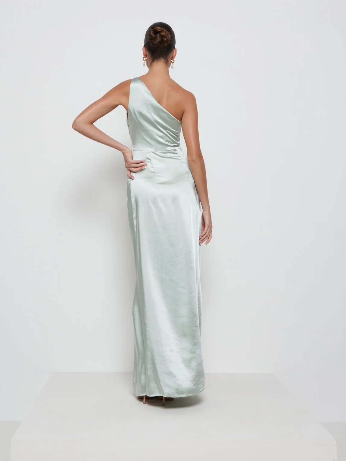 Amelia Ruched Maxi Bridesmaid Dress - Matte Sage