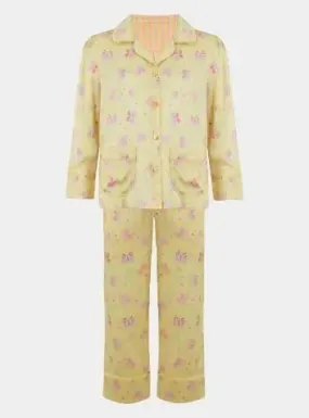 Amelie Lemonade Butterfly Girls Silk Pyjama Set