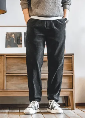 American Corduroy Elastic Waist Velvet Loose Men's Trousers