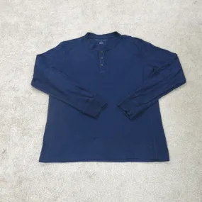 American Eagle Shirt Mens Large Blue Standard Fit Long Sleeve Henley Lightweight