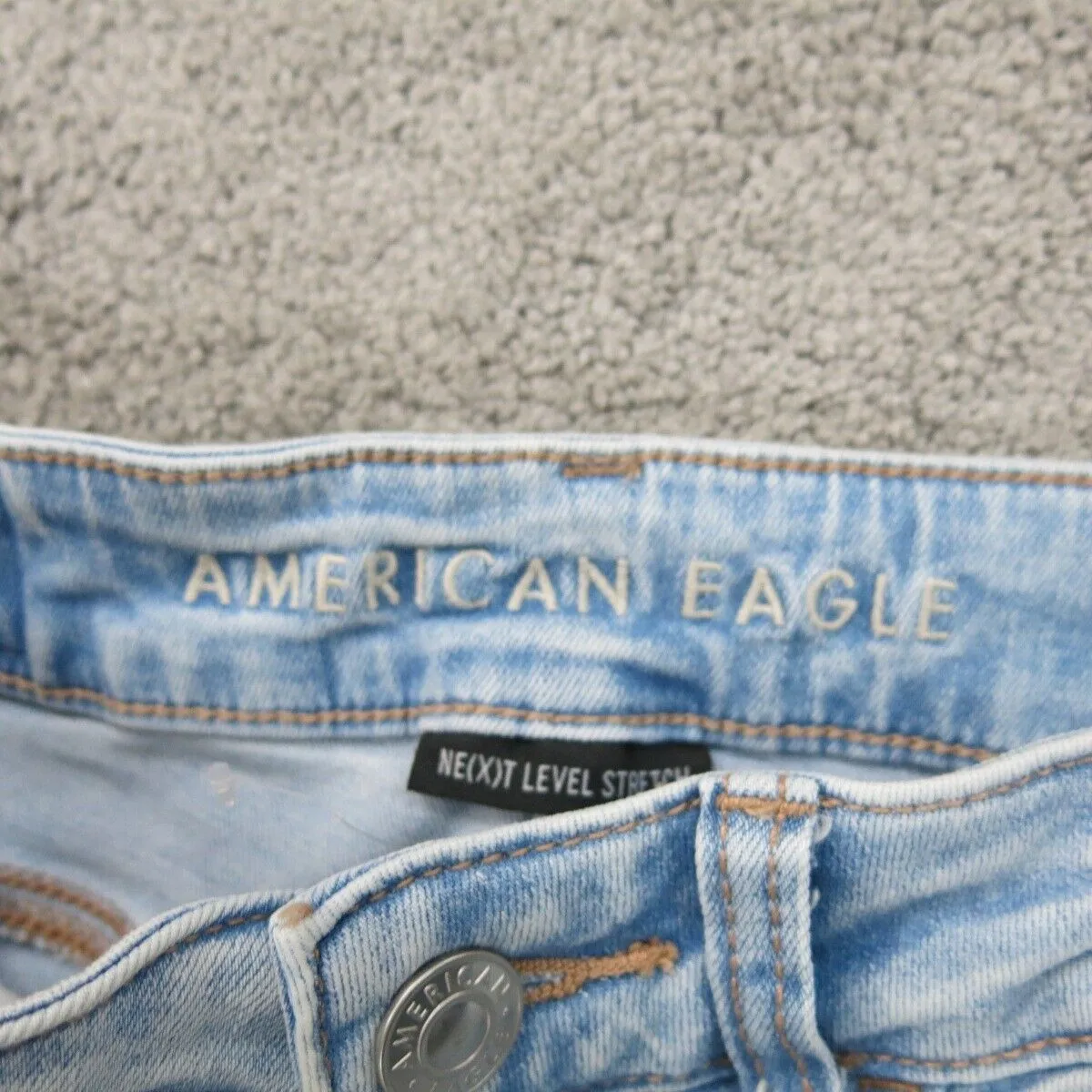 American Eagle Women Skinny Leg Jeans Next Level Stretch Mid Rise Pockets Blue 2