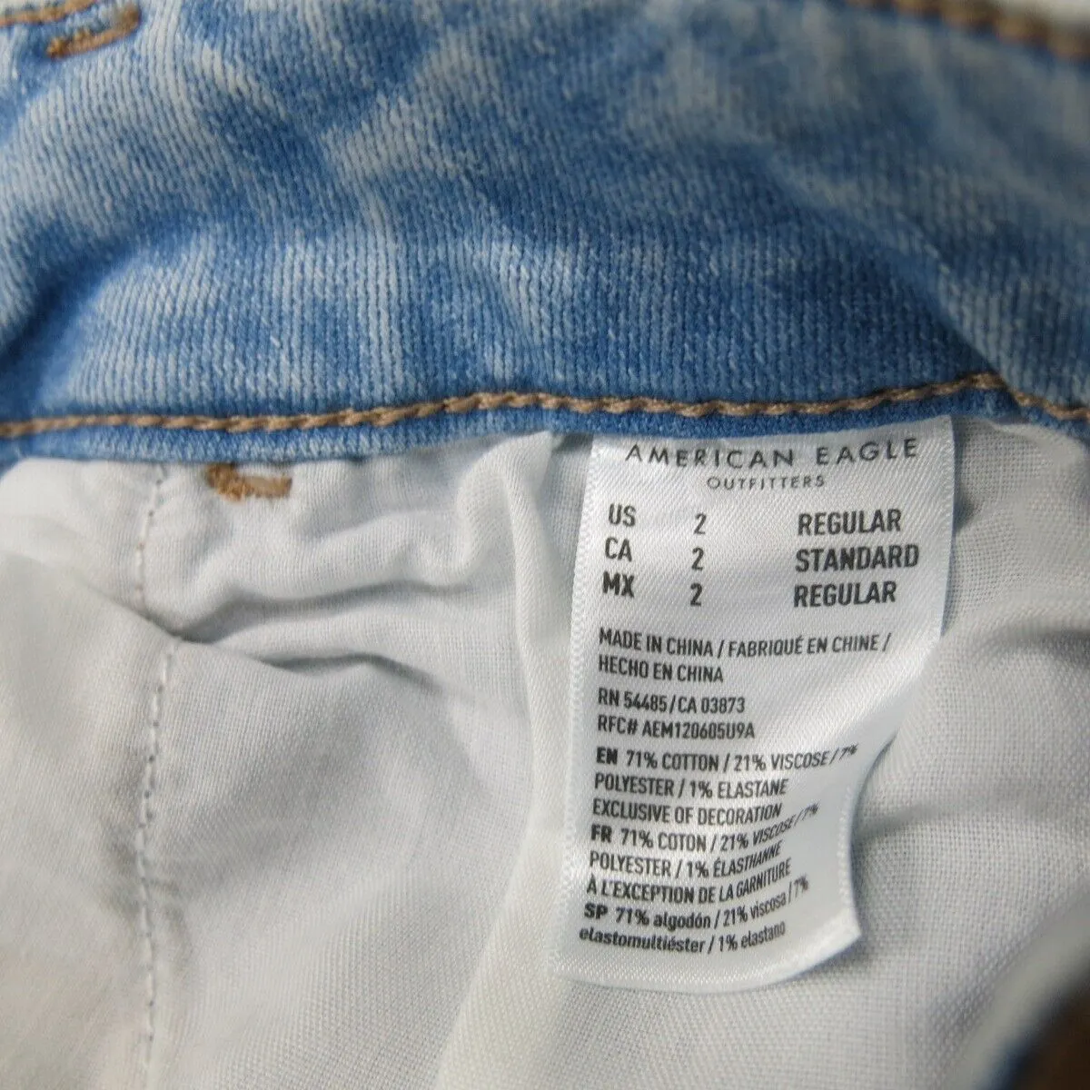 American Eagle Women Skinny Leg Jeans Next Level Stretch Mid Rise Pockets Blue 2