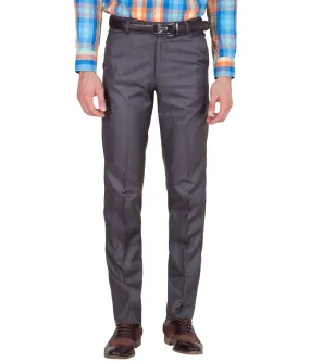 American-Elm Men's Cotton Blend Dark Grey Formal Trouser