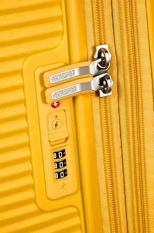 American Tourister Soundbox 77cm Large Spinner-Expandable | Golden/Yellow