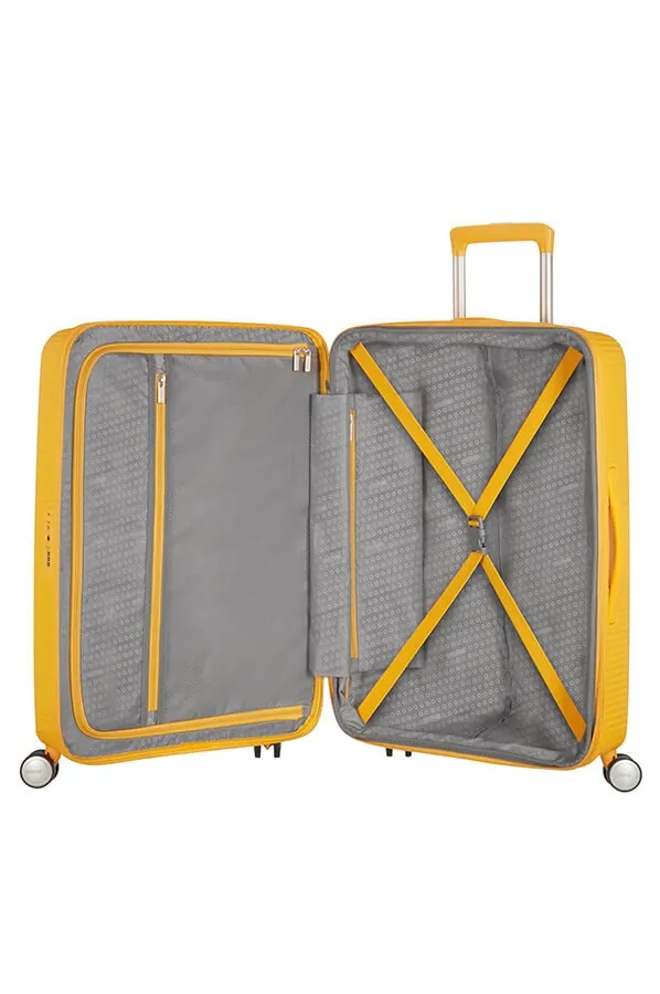 American Tourister Soundbox 77cm Large Spinner-Expandable | Golden/Yellow