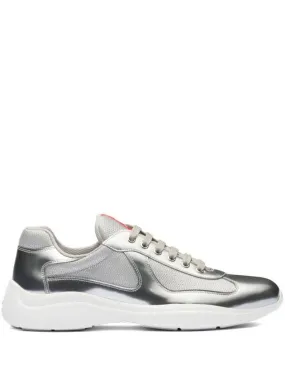 America's Cup Paneled Leather Low-Top Sneakers Silver