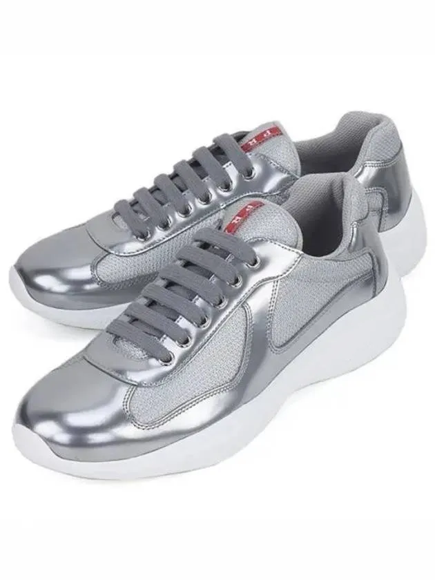 America's Cup Paneled Leather Low-Top Sneakers Silver