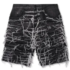 Amicci Sassari Frayed Denim Black Shorts