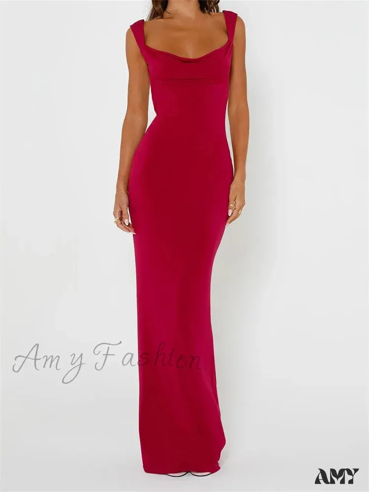 Amy Fashion - Elegant Women Bow Patchwork  Sleeveless V-neck Low Cut Backless Solid Cocktail Party Formal Vestidos