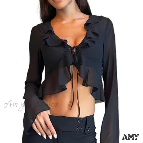 Amy Fashion - Navel Exposed Crop Tops Clubwear Top