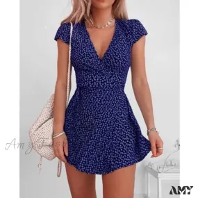 Amy Fashion - Short Sleeve Sexy V-neck Dresses