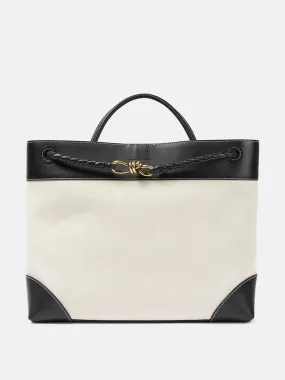 Andiamo Large leather-trimmed canvas tote bag